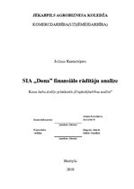 Research Papers 'SIA "Dona" finansiālo rādītāju analīze', 1.