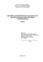 Research Papers 'Likumības nodrošināšanas garantijas un metodes. LR IEM loma likumības nodrošināš', 1.