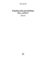 Research Papers 'Finanšu riska novērtēšana SIA "ANNA"', 1.
