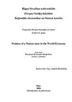 Summaries, Notes 'Position of a Nation-state in the World Economy', 1.