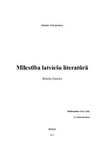 Research Papers 'Mīlestība latviešu literatūrā', 1.