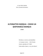 Research Papers 'Ūdens un ģeotermālā enerģija', 1.