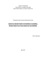 Research Papers 'Eiropas Monetārās savienības darbība. Monetārā politika Eiropas Savienībā', 1.