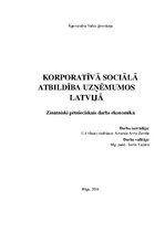 Research Papers 'Korporatīvā sociālā atbildība uzņēmumos Latvijā', 1.
