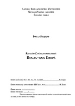Research Papers 'Romantisms Eiropā', 1.