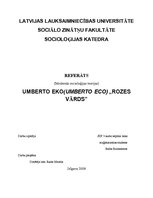 Research Papers 'Umberto Eko "Rozes vārds"', 1.