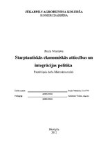 Summaries, Notes 'Starptautiskās ekonomiskās attiecības un integrācijas politika', 1.