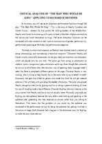 Essays 'Critical analysis of ‘’The man who would be king’’ applying to Richard Schechner', 1.