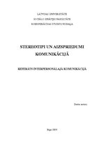 Research Papers 'Stereotipi un aizspriedumi komunikācijā', 1.