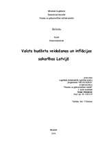 Research Papers 'Valsts budžeta veidošanās un inflācijas sakarības Latvijā', 1.