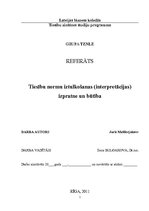 Research Papers 'Tiesību normu iztulkošanas (interpretācijas) izpratne un būtība', 1.