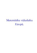 Essays 'Matemātika viduslaiku Eiropā', 1.
