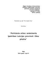 Research Papers 'Politiskās elites veidošanās īpatnības Latvijas provincē: Cēsu pilsēta', 1.