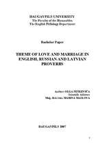 Term Papers 'Theme of Love and Marriage in English, Russian and Latvian Proverbs', 2.