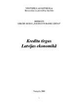 Research Papers 'Kredītu tirgus Latvijas ekonomikā ', 1.