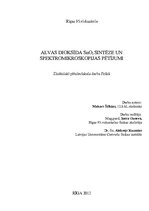 Research Papers 'Alvas dioksīda SnO2 sintēze un spektromikroskopijas pētījumi', 1.