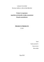 Practice Reports 'Finanšu menedžments', 1.