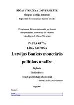 Research Papers 'Latvijas Bankas monetārās politikas analīze', 1.