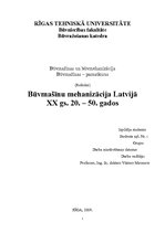 Research Papers 'Būvmašīnu mehanizācija Latvijā XX gadsimta 20. – 50.gados', 1.