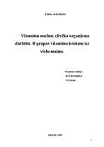 Research Papers 'Vitamīnu nozīme cilvēka organisma darbībā. B grupas vitamīnu ietekme uz vielu ma', 1.