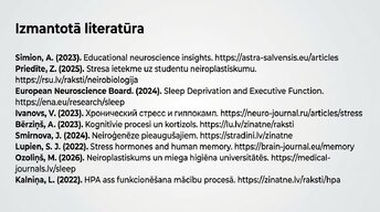 Presentations 'Kā stress un akadēmiskā spriedze ietekmē studentu smadzeņu plastiskumu', 15.