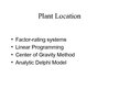 Research Papers 'Plant Location (Размещение производственных объектов)', 3.