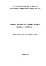 Research Papers 'Deivida Rikardo devums ekonomikas teorijā', 1.