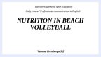 Presentations 'Nutrition in beach volleyball', 1.