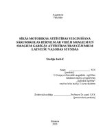 Research Papers 'Sīkās motorikas attīstības veicināšana sākumskolas bērniem ar vidēji smagiem un ', 1.