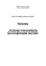 Research Papers 'Kultūras interpretācija socioloģiskajās teorijās', 1.