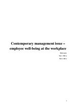 Research Papers 'Contemporary Management Issue - Employee Well-Being at the Workplace', 1.