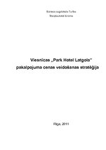 Research Papers 'Viesnīcas "Park Hotel Latgola" pakalpojuma cenas veidošanas stratēģija', 1.