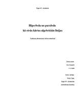 Research Papers 'Hiperbola un parabola kā otrās kārtas algebriskās līnijas', 1.