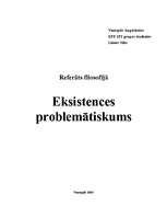 Research Papers 'Eksistences problemātiskums', 1.