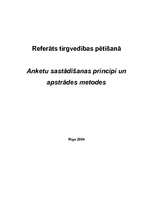 Research Papers 'Anketu sastādīšanas principi un apstrādes metodes', 1.