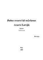 Research Papers 'Dabas resursi kā ražošanas resursi Latvijā', 1.