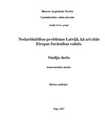 Research Papers 'Nodarbinātības problēmas Latvijā un citās Eiropas Savienības valstīs', 1.