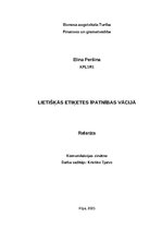 Research Papers 'Lietišķās etiķetes īpatnības Vācijā', 1.