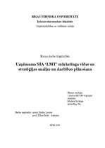 Research Papers 'Uzņēmuma SIA "Latvijas Mobilais Telefons" mārketinga vides un stratēģijas analīz', 1.