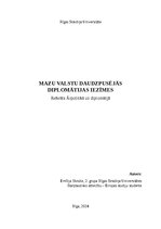 Research Papers 'Mazu valstu daudzpusējās diplomātijas iezīmes', 1.