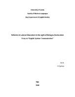 Essays 'Reforms in Latvian Education in the Light of Bologna Declaration', 1.