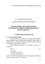 Research Papers 'Fotometriska dzelzs(II) satura noteikšana farmaceitiskā preparātā Ferretab compo', 1.