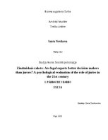 Essays 'Zinātniskais raksts: Are legal experts better decision makers than jurors? A psy', 1.