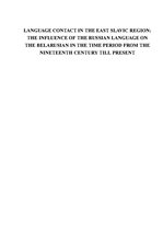 Research Papers 'Language Contact In The East Slavic Region', 1.