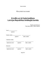 Research Papers 'Kredīts un tā funkcionēšana Latvijas Republikas lielākajās bankās', 1.