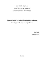 Research Papers 'Analysis of Vietnam War from the perspective of the United States', 1.
