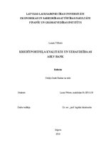 Research Papers 'Kredītportfeļa kvalitāte un uzraudzība ABLV BANK', 1.