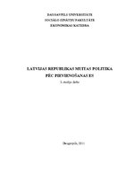Research Papers 'Latvijas Republikas muitas politika pēc pievienošanās Eiropas Savienībai', 1.