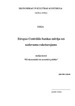 Essays 'Eseja par Eiropas Centrālo banku un tās darbību', 1.