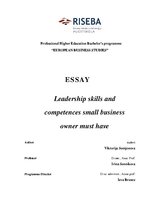Essays 'Leadership Skills and Competences Small business Owner Must Have', 1.